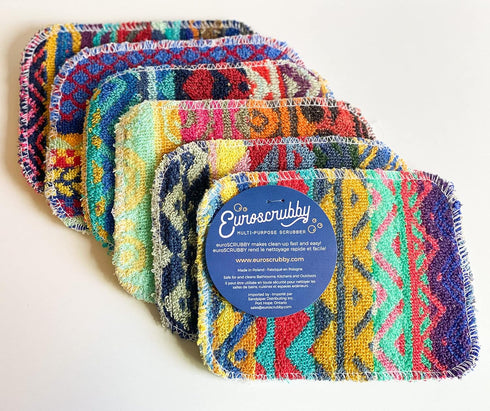 EuroSCRUBBY 6Pc Value Pack - Free Standard Shipping - Made in Europe of 100% Cotton and Tree Resin Fibres, Environmentally Friendly - Reusable and...