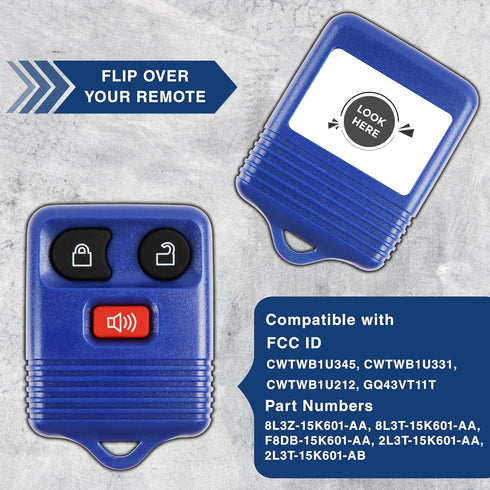 KeylessOption Key Fob Replacement for 1998 1999 2000 2001 2002 2003 2004 2005 2006 2007 2008 2009 2010 2011 2012 2013 2014 2015 2016 Ford Lincoln ...