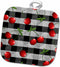 3D Rose Print Juicy Red Cherries On Black Check Pot Holder, 8" x 8"...