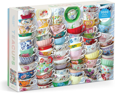 Galison Teacups – Julie Seabrook Ream 1000 Piece Puzzle Featuring A Regency Core Mix of Vibrant Teacups...