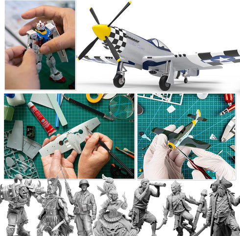 Testors Cement Plastic Model Glue Adhesive 2-Pack, 6 Fine Detail Miniatures Paint Brushes, Precision Crafting Knife with Extra Blades and Tips...