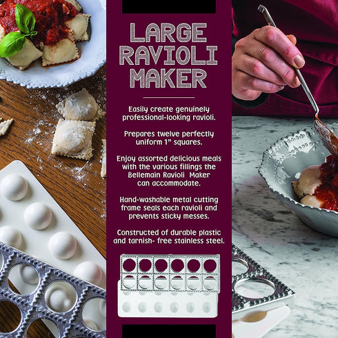 Bellemain Ravioli Maker Press | Pelmeni Mold, Pierogi Press, Potsticker Meat Pie Dumpling Maker, Ravioli Stamp Pasta Making Kit, Pasta Making Tool...