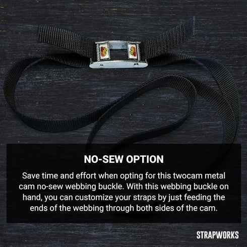 Twocam Metal Cam Double-Sided No-Sew Webbing Buckle – 1 Inch – 2 Pack...