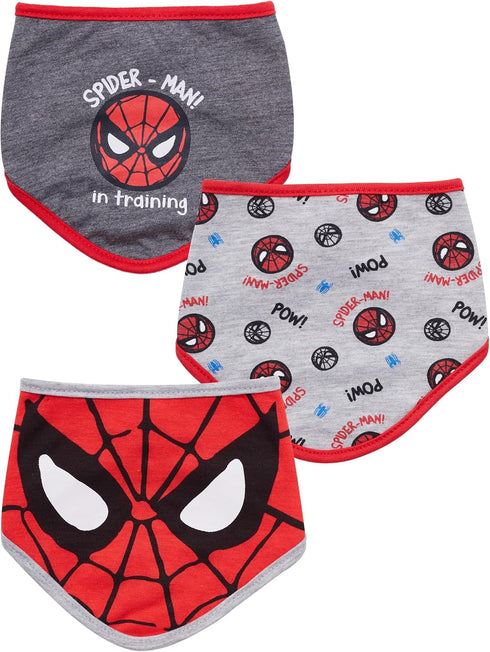 Happy Threads Marvel Spiderman Baby Unisex Bandana Bib 3-Pack - Spider-Man Baby Bibs...