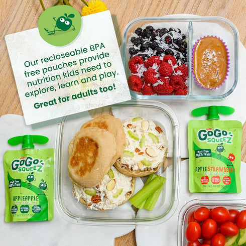 GoGo squeeZ Fruit on the Go Variety Pack, Apple, Peach & Gimme Five!, 3.2 oz (Pack of 20), Unsweetened Fruit Snacks for Kids, Gluten Free, Nut Fre...