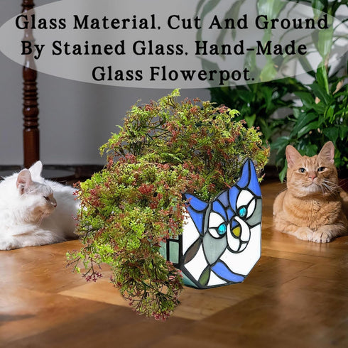 Purple Cat Flower Pot,Cute Pots for Plants,Small Plant Pot with Unique Cat Face Design,Tiltable Cat Terrarium Decoration,4.6x5.15x2.3 in(Excluding...