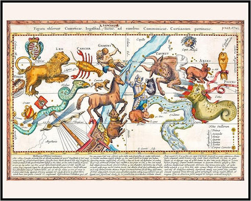 Posterizer 1 pcs-1668 celestial map Figura observat Cometica-Astrology & Zodiac Art-Gift for Steampunk and Astrology Lovers-décor for living room,...