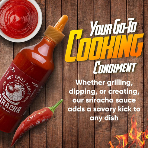 Fusion Select 10 Oz Sriracha Hot Sauce - Gourmet Spicy & Sweet Chili Sauce Seasoning for Cooking, Pizza, Stir Fry, Chicken, Meat, Taco - Made from...