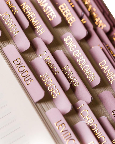 Bible Tabs for Women Study Bible, Gold Embossed Matte Catholic Bible Tabs Pink, Bible Book Index Tab Bible Book Tabs w/Old & New Testament Pink Bi...