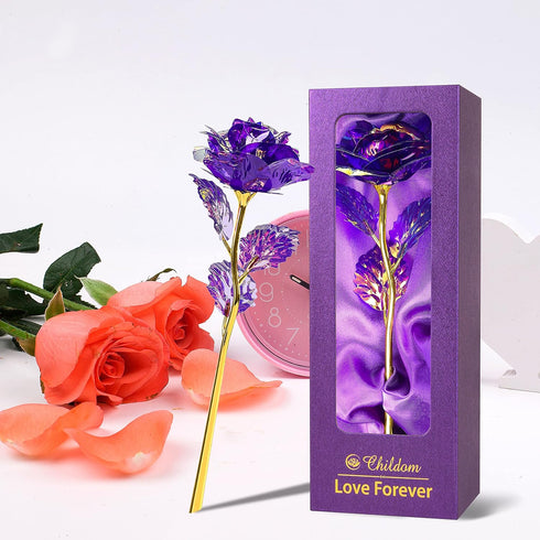 Childom Birthday Gifts for Women,Christmas Rose Gifts for Her Mom,Purple Rose Present for Her,Sweet Artificial Flower for Wife,Grandma,Women,Chris...
