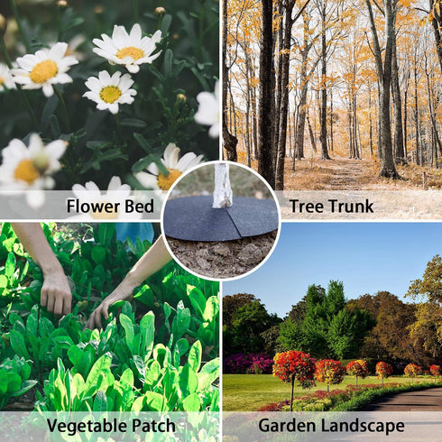 Tree Weed Barrier Mat, Non-Woven Degradable Garden Weed Barrier Landscape Fabric Mulch Ring Tree Protector with Stakes (6 Pack, 16 Inch)...