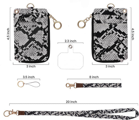 2-in-1 ID Badge Holder & Lanyard Wallet - Multi-Use Womens Small Wallet with Removable Wristlet & Neck Lanyard, Clear Window, 5 Card Slots, Phone ...