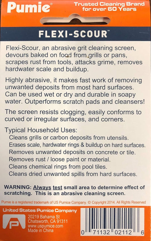 Pumie Flexible Scrubbing Screen for Household Cleaning, Abrasive Grit Screen, Clean Grills, Remove Carbon, Rust and Scale, 5.5" x 4", (1 Screen), ...