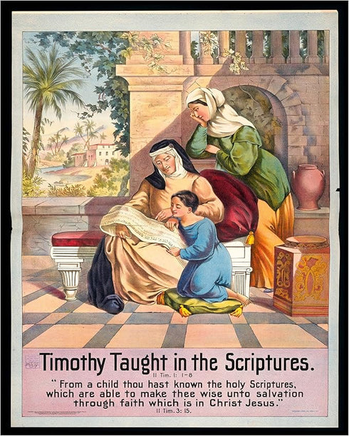 Posterizer 1 pcs-Timothy taught in the scriptures poster-Religious Posters-Gifts for Christians -Decor for Church, Sunday School Classroom- unfram...