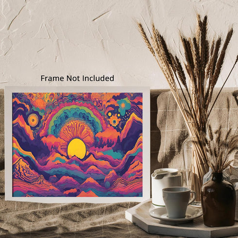 Posterizer 1 pcs- psychedelic funky hippie colorful landscape 5-Abstract & Modern Art-Fantasy & Fiction Art- Living Room Bedroom Decor- unframed w...