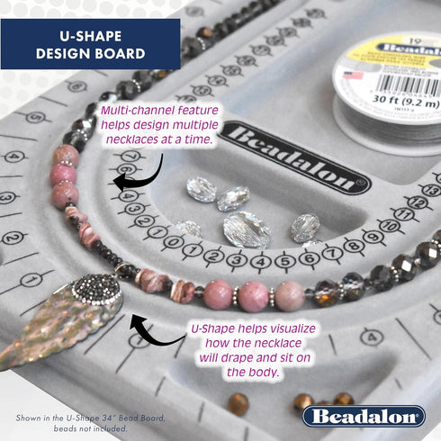 Beadalon 34" Bead Board with Case – Flocked, Anti-Roll Bead Tray with Cover – Ideal Jewelry Design Tool for Crafters, DIYers, Bracelet Making – Me...