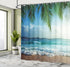 Ambesonne Ocean Shower Curtain, Palms Tropical Island Summer Beach Foamy Sea Water Maldives Idyllic Photography, Cloth Fabric Bathroom Decor Set w...