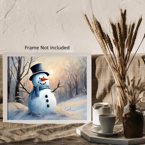 Posterizer 1 pcs-cute snowman in snowy wintery nature 4-Landscape & Nature Art-Holiday Poster Collection-Living Room Bedroom Decor- unframed wall ...