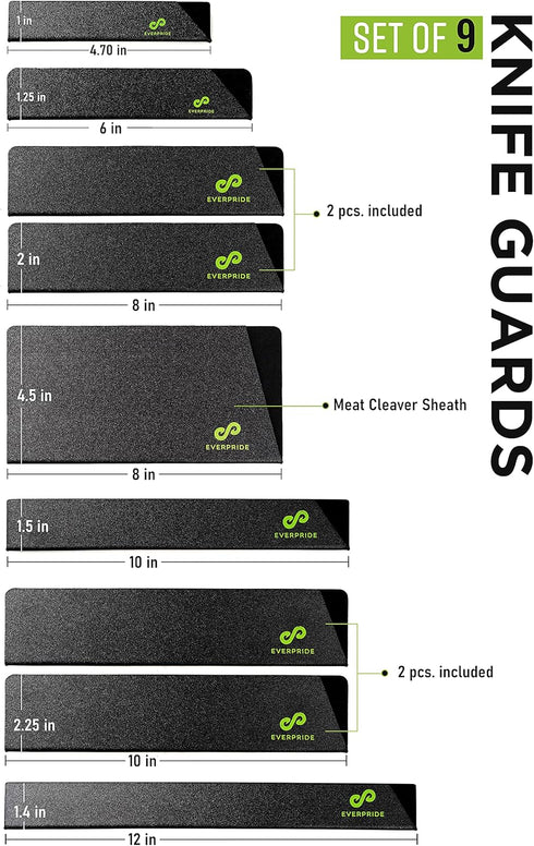 EVERPRIDE 9-Piece Knife Guard Set, Universal Blade Cover Sheaths for Chef and Kitchen Knives Durable Knife Edge Guards Include Multiple Sizes to P...