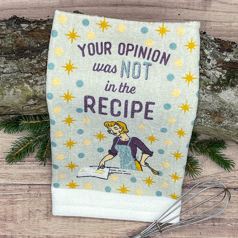 Crazy Dog T-Shirts Your Opinion was Not in The Recipe Funny Kitchen Cook Book Tea Towel...