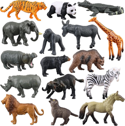 Flormoon 16Pcs Mini Animals Figures, Realistic Wild Animals Toys for Cupcake Toppers, Learning Educational Toys, Birthday Party Favors Gift for Ki...