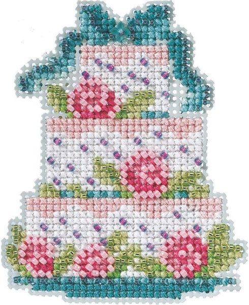 Frosted Cake Beaded Counted Cross Stitch Ornament Kit Mill Hill 2021 Spring Bouquet MH182111, multi...