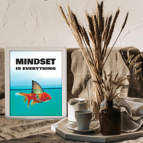 Posterizer 1 pcs-Mindset is Everything-shark goldfish-Motivational & Inspirational Girls room art-Decor for Bedroom, Office- UNFRAMED Wall Art...
