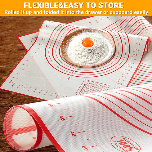 Silicone Baking Mat, Qidoe (16"x 24") Extra Thick Non Stick Baking Mat with Measurement Fondant Mat/Dough Rolling Mat/Counter Mat/Pizza Mat/Oven L...