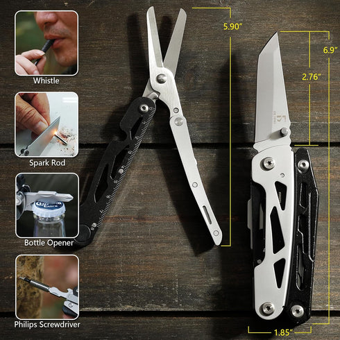 THE FRONT Multitool 19 in 1 Multitools Pliers with Detachable Scissors, Survival Utility Multi-tool Camping Tactical Knife Gift for Men...