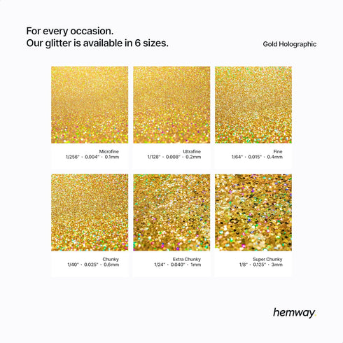 Hemway Craft Glitter - Gold Holographic | 100g Ultrafine Metallic Sequin Flakes for Resin & Epoxy Crafts | Supplies for Tumblers, Cards, Jewellery...