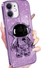Buleens for iPhone 11 Case Astronaut, Clear Cases for iPhone 11 with Glitter Paper & Spaceman Stand, Women Girls Cute Electroplated Sparkly Space ...
