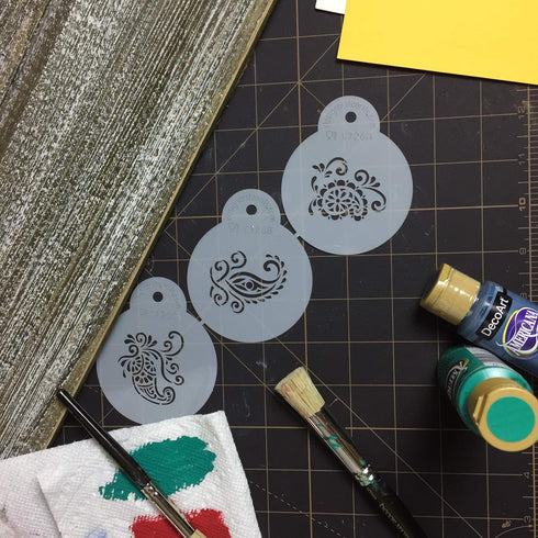 Designer Stencils Silk Paisley Cookie Stencils, Mini, Beige/Semi-Transparent...