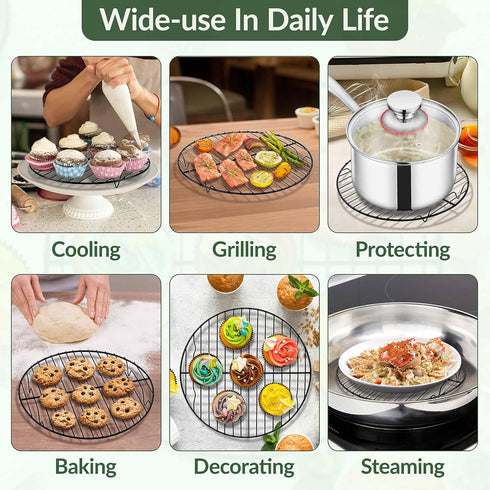 TeamFar Cooling Rack, 9inch Round Baking Wire Rack with Stainless Steel Core & Nonstick Coating, for Roasting Grilling Steaming, Non Toxic & Sturd...