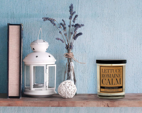 CEDAR CRATE MARKET Lettuce Romaine Calm, Kraft Label Scented Soy Candle, Citrus, Lavender, Woody, 10 Oz. Glass Jar Candle, Made in The USA, Decora...