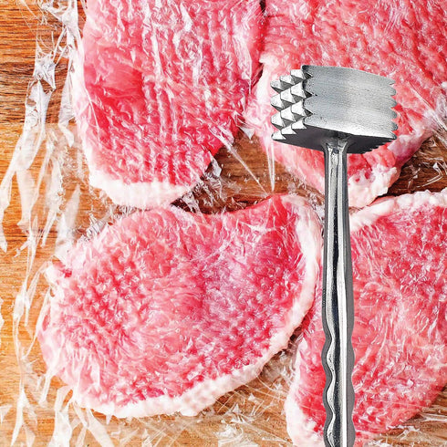 HIC Kitchen Heavyweight Meat Tenderizer Ice Cracker Marinating Prep Tool, Double Sided, Heavyweight Aluminum...
