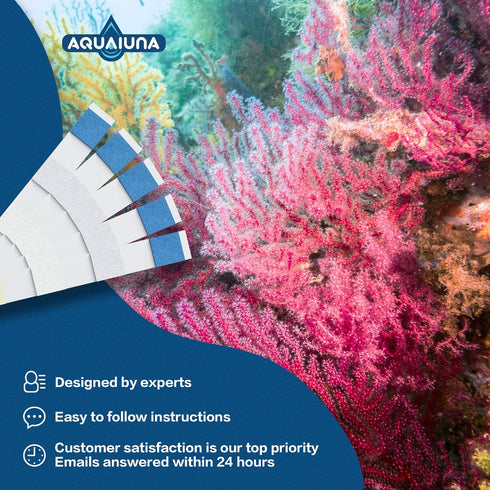 AQUALUNA Aquarium Test Strips 6 in 1 for Freshwater and Saltwater- Fish Tank Test Kit Monitoring Level of pH, Nitrate, Nitrite, General Hardness, ...