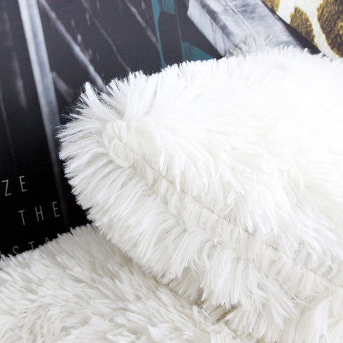 Uhomy Fluffy Accent Pillows Cover 18"x18", Soft White Faux Fur Throw Pillow Case, Modern Luxury Decorative Square Cushion Cover for Farmhouse Home...