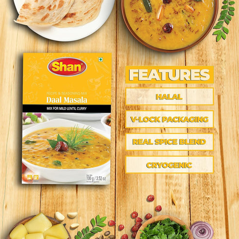 Shan - Daal Masala Mix (100g) - Seasoning Packets for Mild Lentil Curry (Pack of 3)...