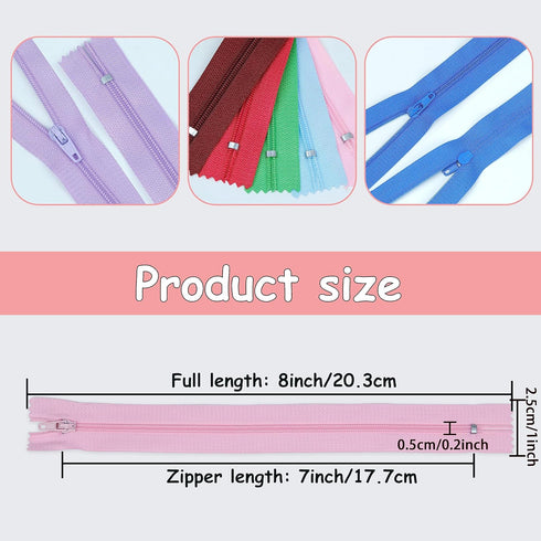 YAKA 60 Pack of 7 Inches Mix Nylon Coil Zippers Bulk - Supplies Zippers for Tailor Sewing Crafts (20 Color)...