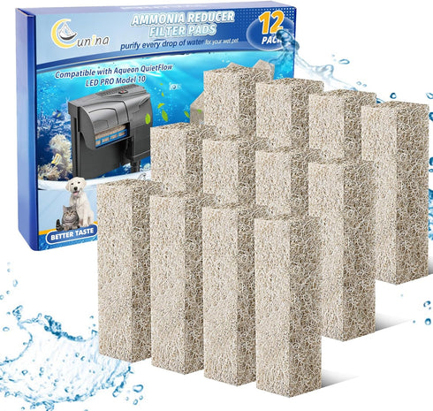 12PCS Ammonia Reducer Filter Pads Compatible with Aqueon Filter 10, Fish Tank Filters Replacement Filter Cartridges for Aqueon Quietflow LED PRO &...
