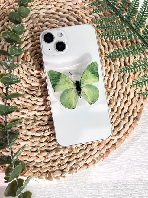 Green Nature Butterfly Phone Grip Stand, Cute Butterfly Cell Phone Holder,Collapsible Phone Charms Accessory,Expanding Kickstand Phone Grip with I...