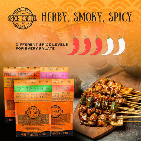 Spice Cartel's Asian Street Food Collection of Artisanal Herb & Spice Blends from Across Asia. Hand Made Grilling Gifts For Dad From The UK. 4 * 3...