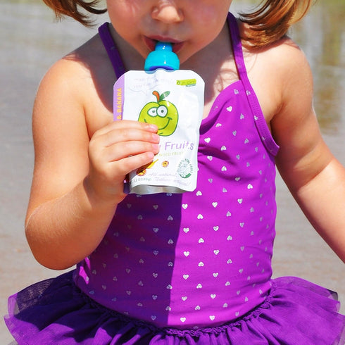 ChooMee SoftSip Food Pouch Tops | 4 Colors + Purple case | Prevent Spills and Protect Childs Mouth...