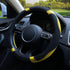 Leather Steering Wheel Cover, Breathable, Anti Slip & Odor Free, Black and Yellow...