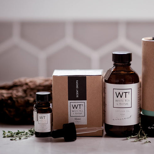 White Tea and Thyme Diffuser Oil - AirScent Aroma and Essential Oil Blend - 10 mL, 34 Fl oz Fragrance Oil Dropper Bottle Infused with Essential Oi...