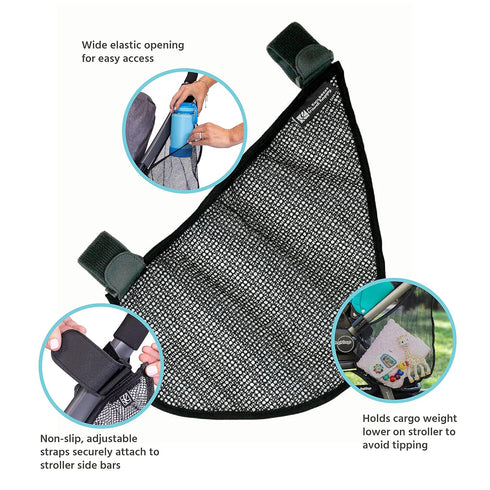 J.L. Childress Side Sling Stroller Storage Accessory - Universal Stroller Organizer - Mesh Cargo Net for Stroller Storage - Non-Slip, Adjustable S...