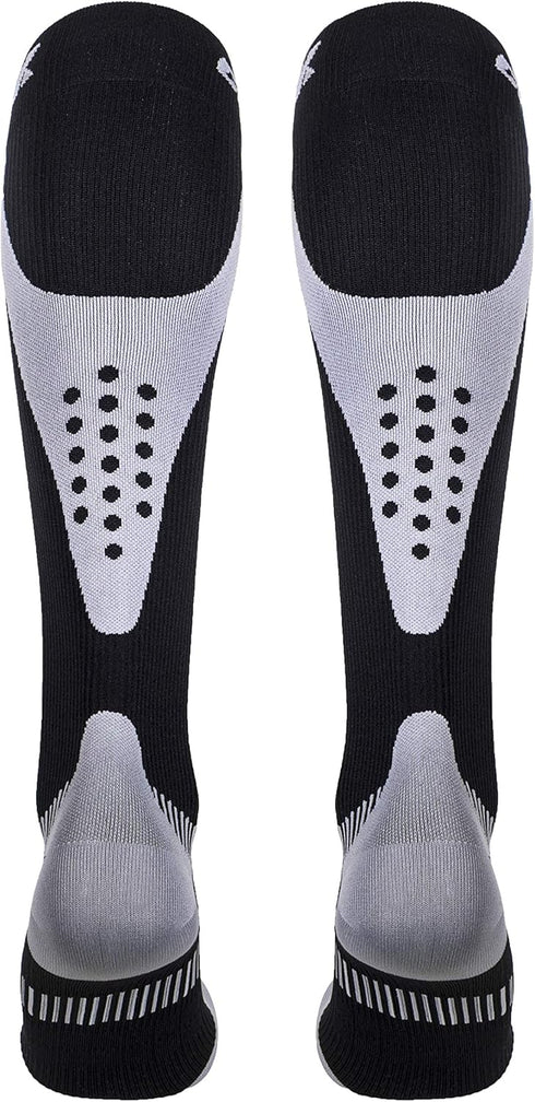 CSX 20-30 mmHg Compression Socks for Men and Women, Knee High, Recovery Support, Athletic Sport Fit, Silver on Black, Medium...