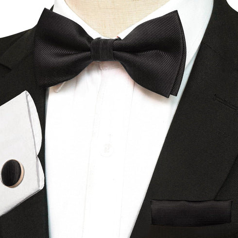 RBOCOTT Solid Color Tie and Bow Tie Pocket Square with Cufflinks and Tie Clip Sets for Men...