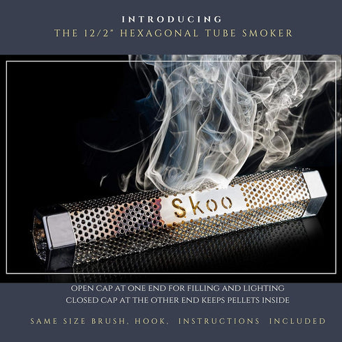 Pellet Smoker - BBQ Hexagonal Smoking Tube + Brush + Hook + Free EBook + Digital User Guide - 5 Hours of Billowing Smoke - For Electric, Gas, Char...
