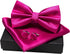 Solid Color mens Pre-tied Bow Tie and Pocket Square Cufflinks Sets with Gift Box...